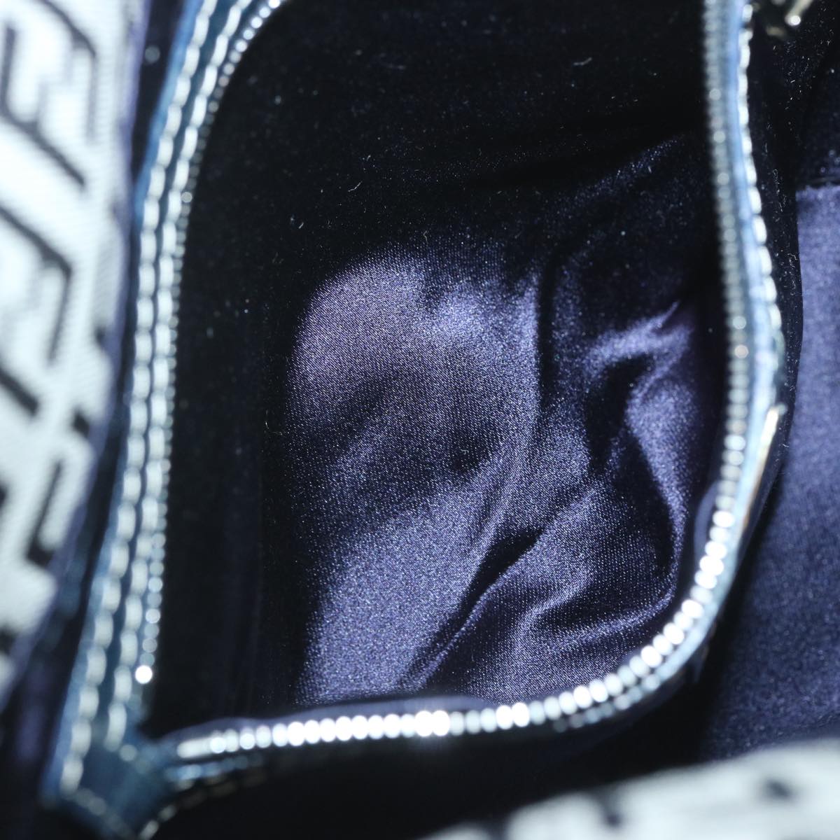 FENDI Zucchino Canvas Mamma Baguette Shoulder Bag Navybs12563