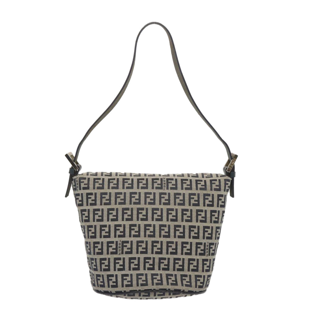 FENDI Zucchino Canvas Mamma Baguette Shoulder Bag Navybs12563