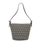 FENDI Zucchino Canvas Mamma Baguette Shoulder Bag Navybs12563