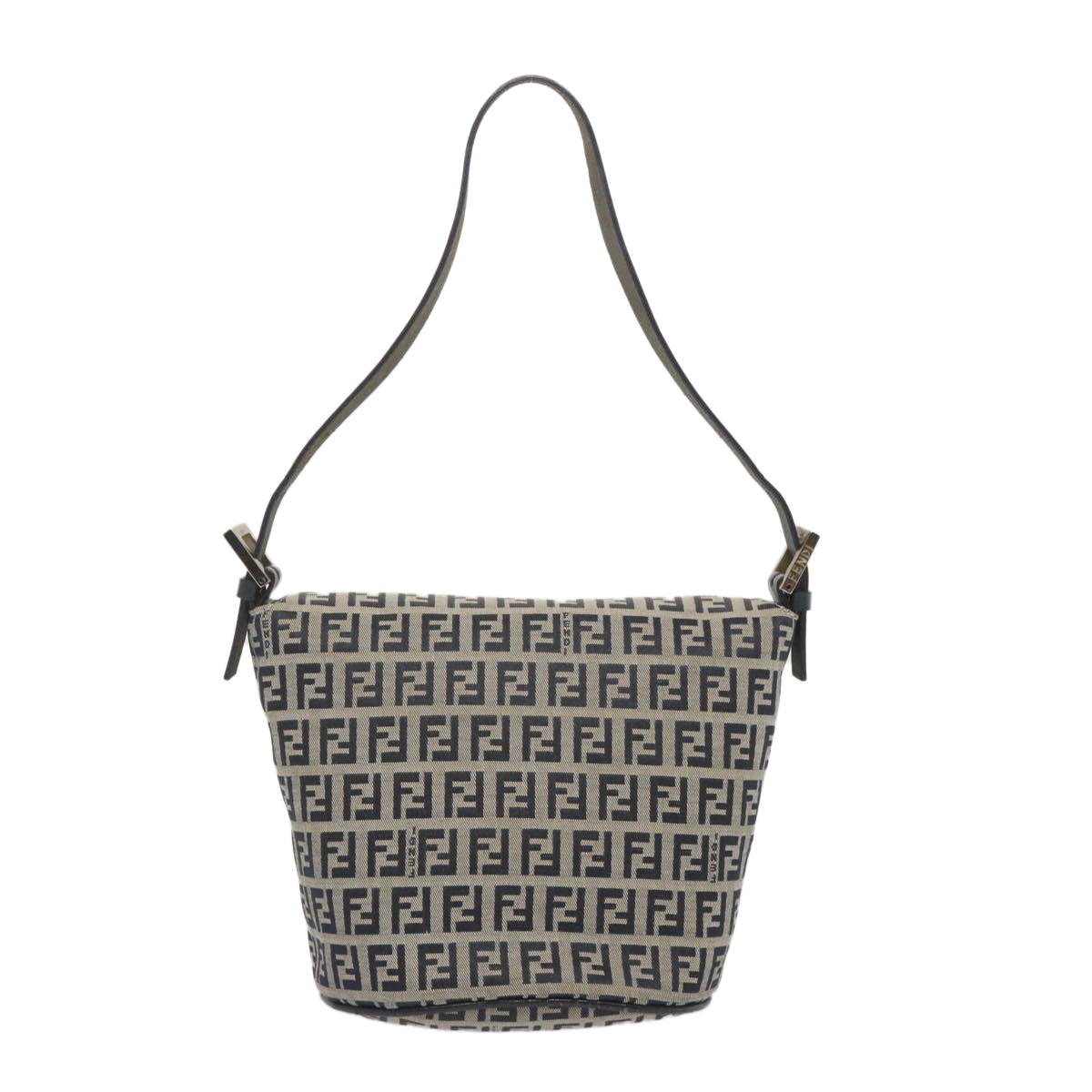 FENDI Zucchino Canvas Mamma Baguette Shoulder Bag Navybs12563