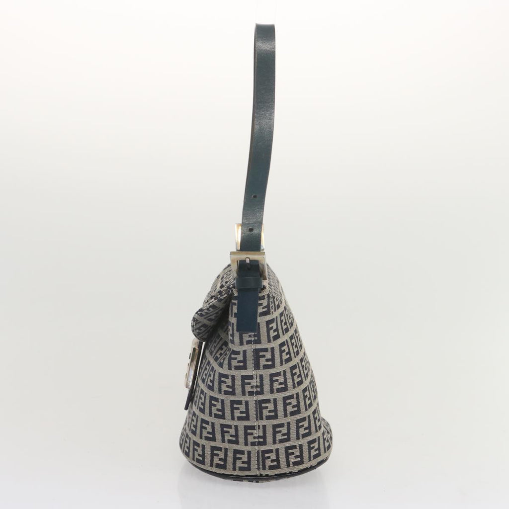 FENDI Zucchino Canvas Mamma Baguette Shoulder Bag Navybs12563