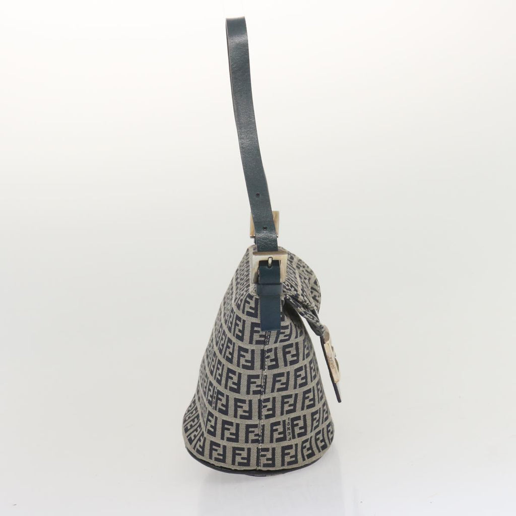 FENDI Zucchino Canvas Mamma Baguette Shoulder Bag Navybs12563