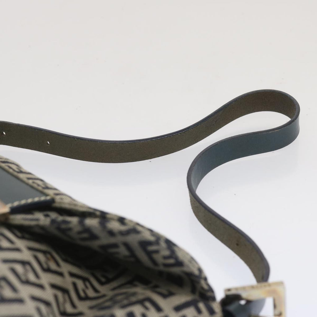 FENDI Zucchino Canvas Mamma Baguette Shoulder Bag Navybs12563