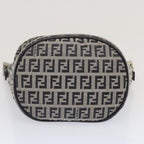 FENDI Zucchino Canvas Mamma Baguette Shoulder Bag Navybs12563