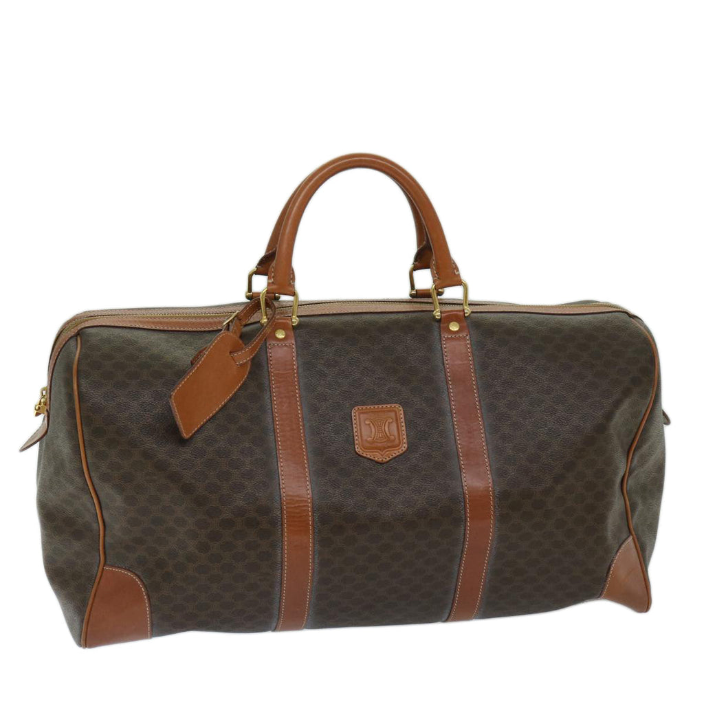 CELINE Macadam Canvas Boston Bag PVC Brown  12597