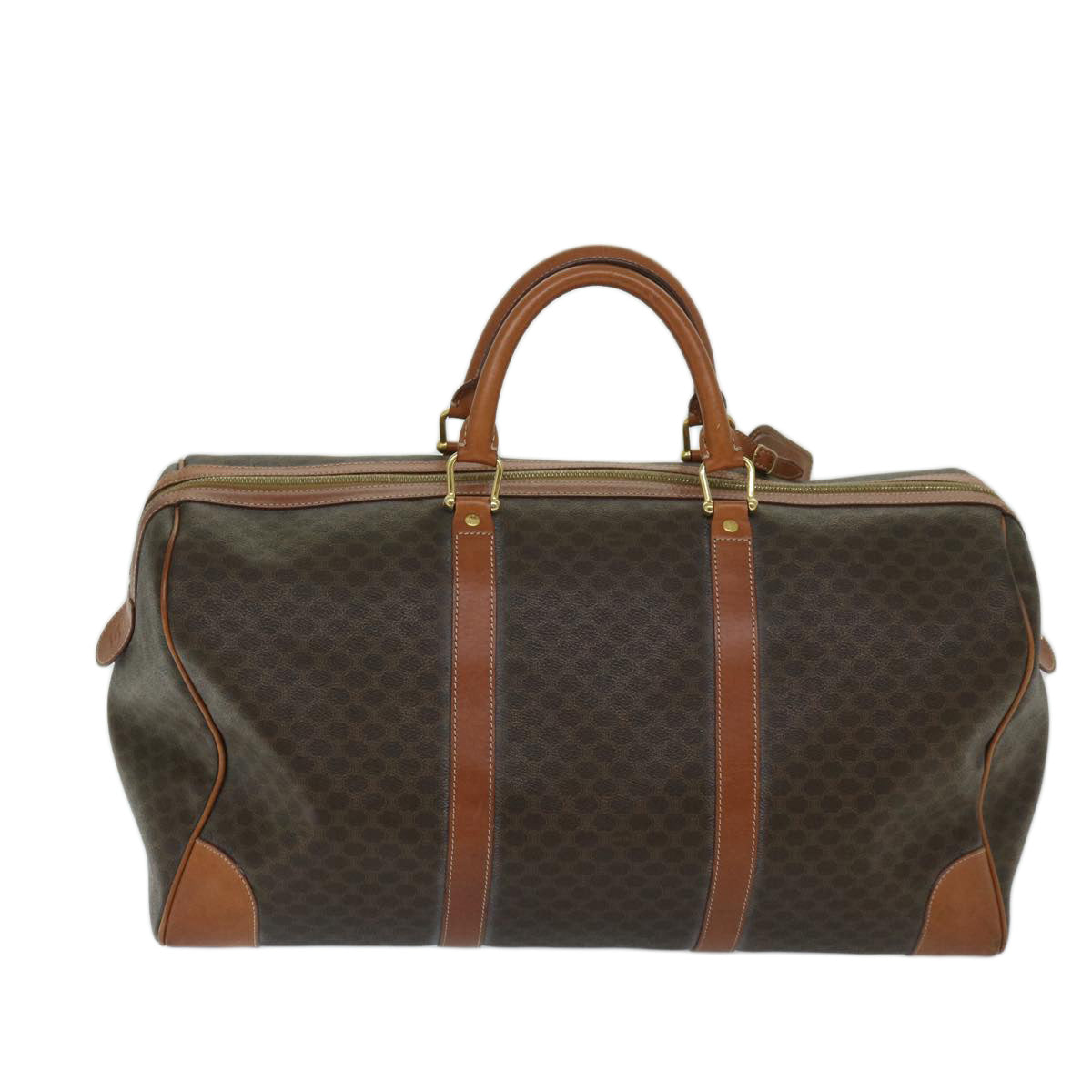 CELINE Macadam Canvas Boston Bag PVC Brown  12597