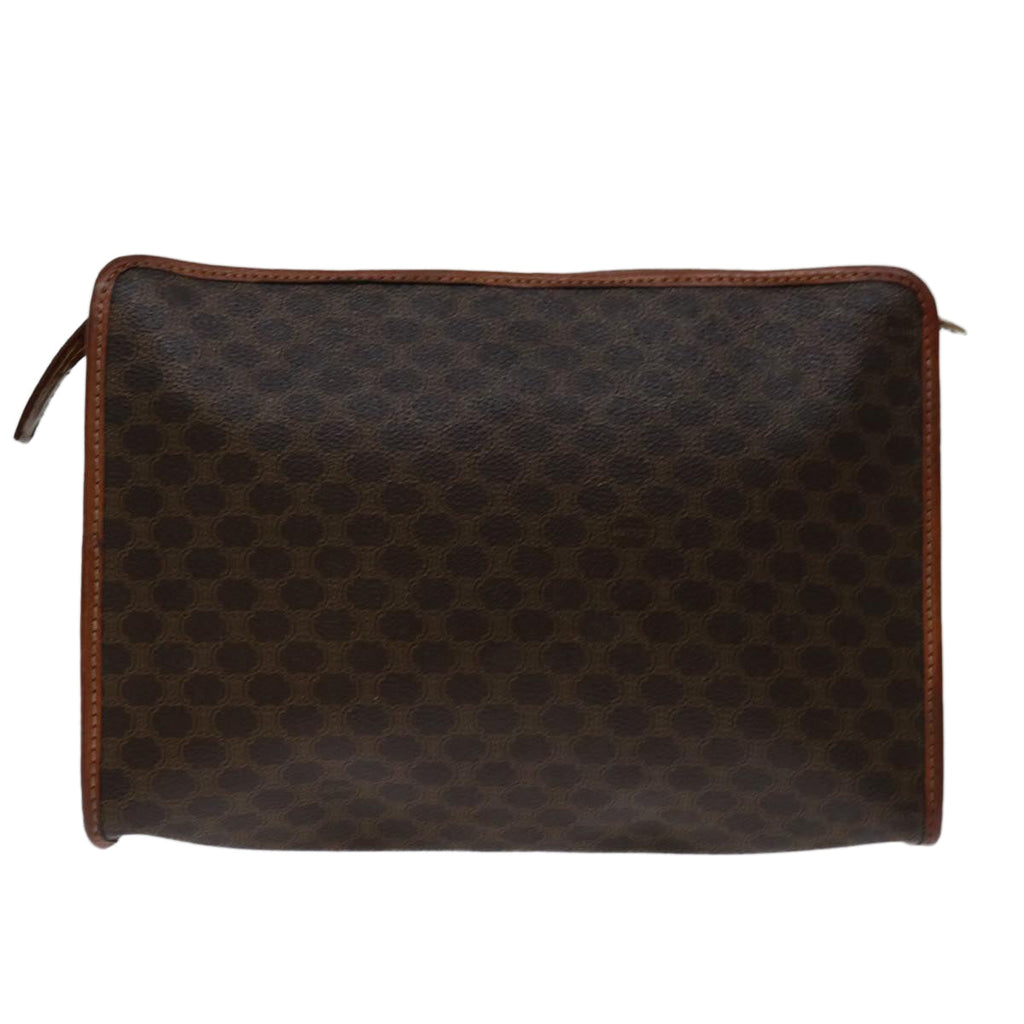 CELINE Macadam Canvas Clutch Bag PVC Brown Auth bs12631