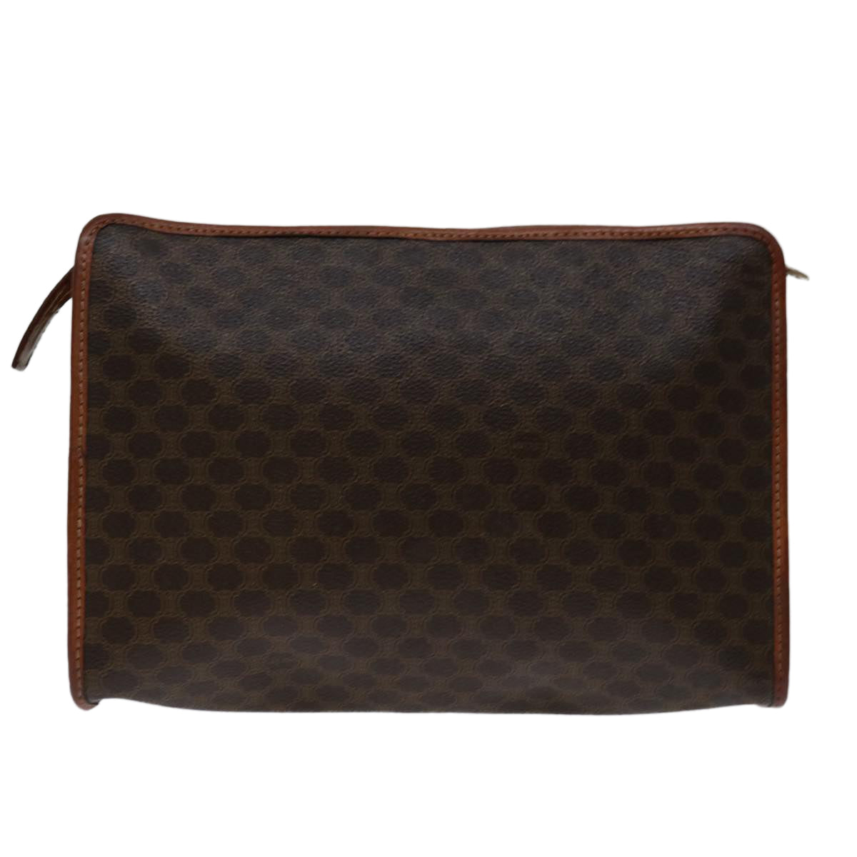CELINE Macadam Canvas Clutch Bag PVC Brown Auth bs12631