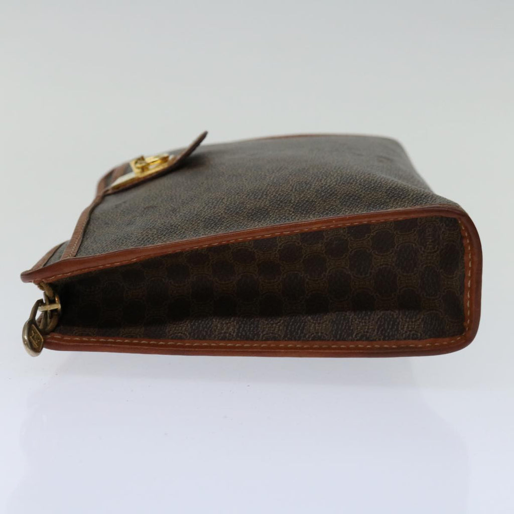 CELINE Macadam Canvas Clutch Bag PVC Brown Auth bs12631