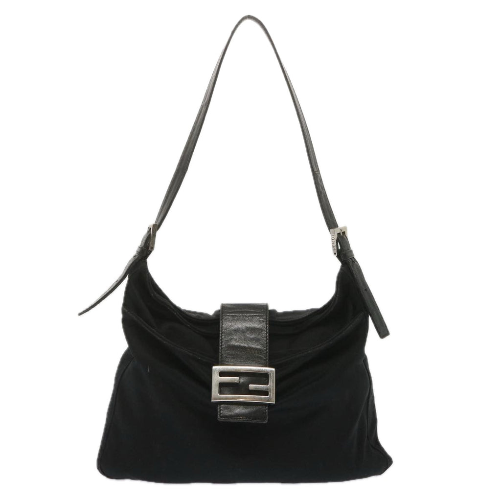 FENDI Mamma Baguette Shoulder Bag Nylon Blackbs12642