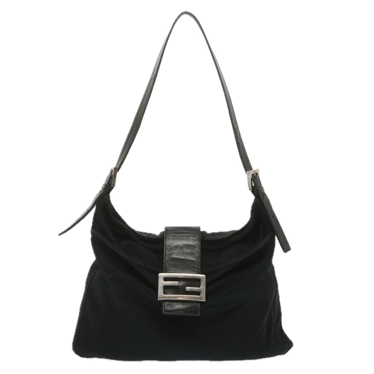 FENDI Mamma Baguette Shoulder Bag Nylon Blackbs12642