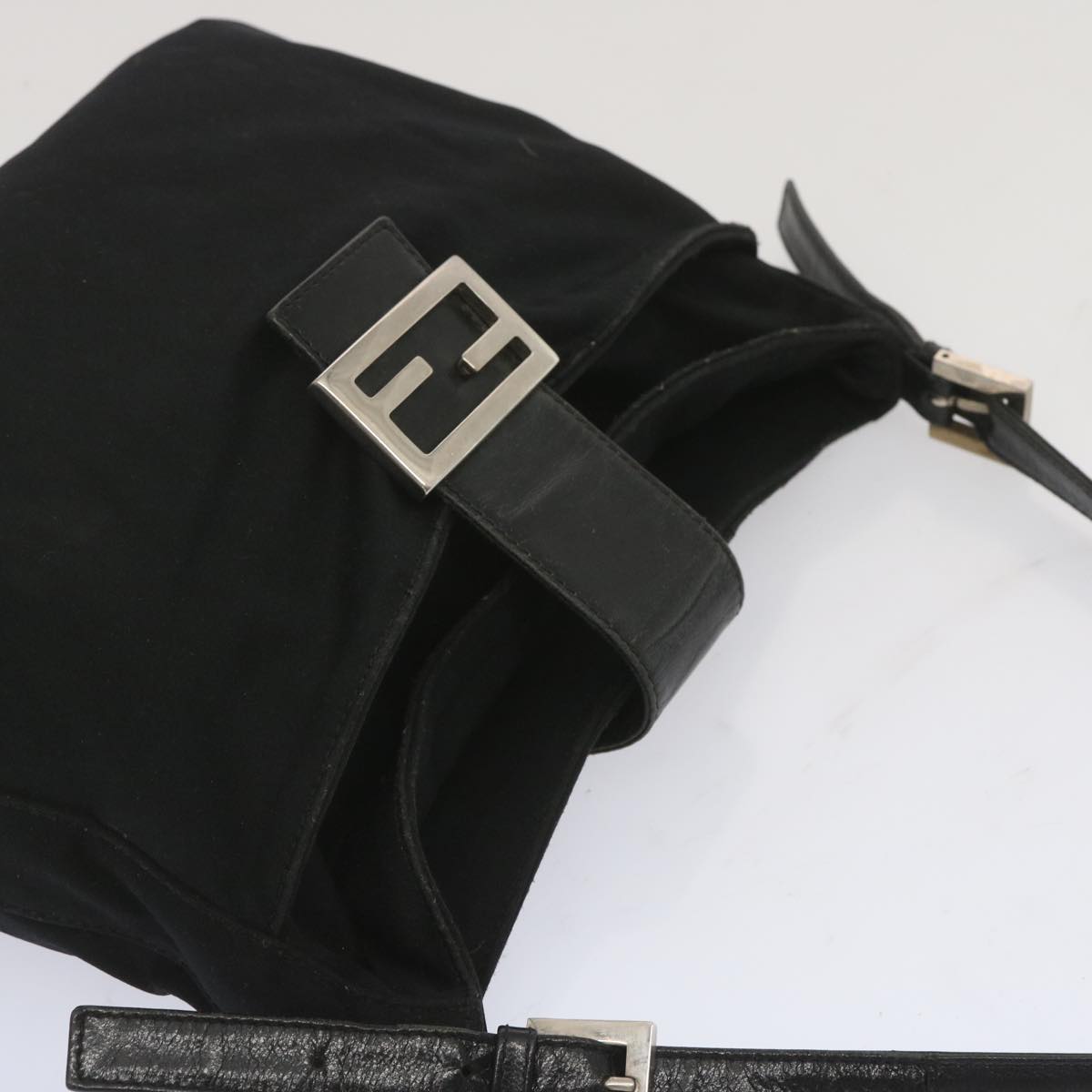 FENDI Mamma Baguette Shoulder Bag Nylon Blackbs12642