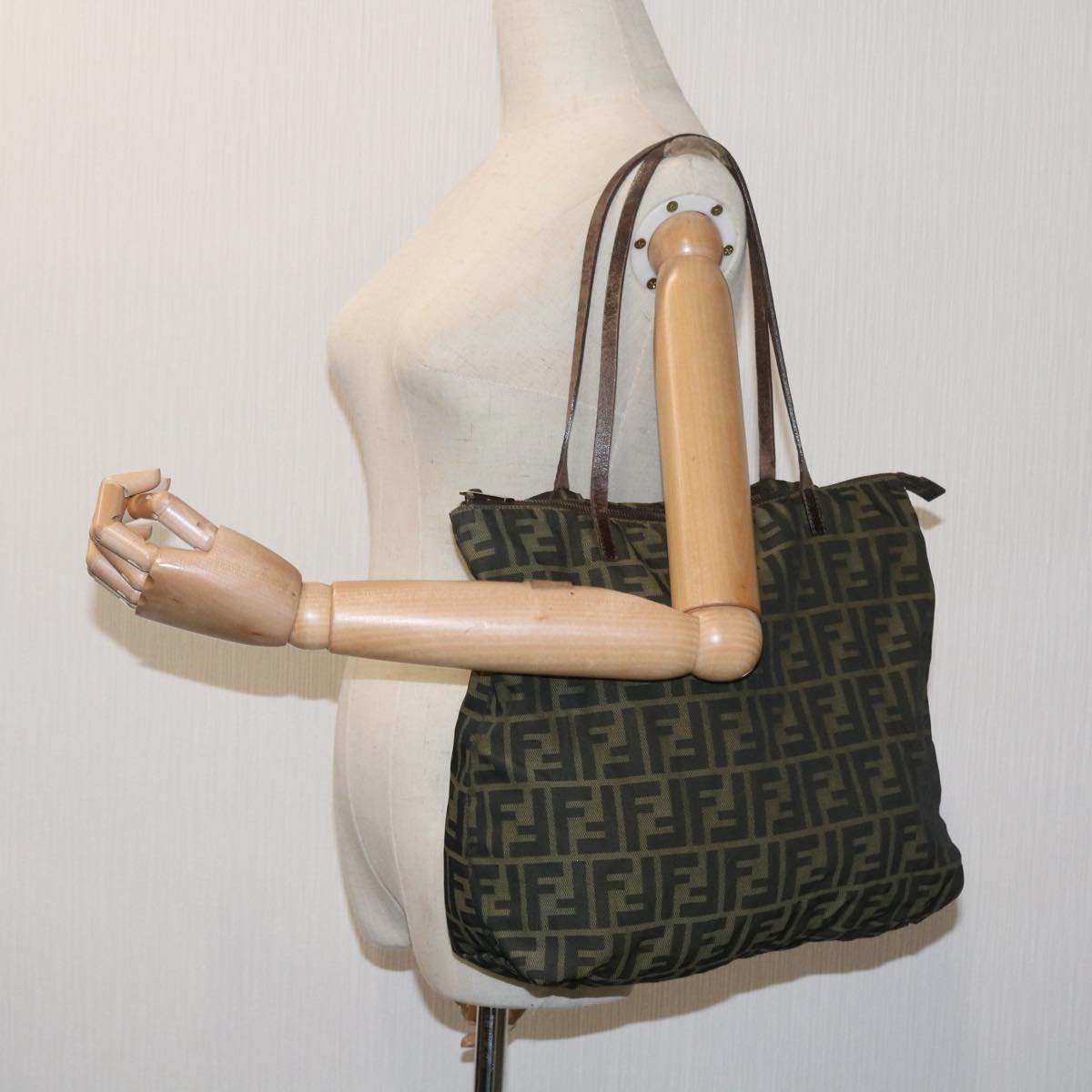 FENDI Zucca Canvas Tote Bag Black Brownbs12707