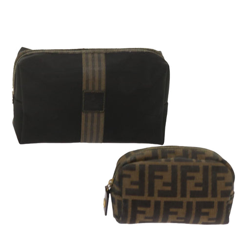 FENDI Zucca Canvas Pouch 2Set Black Brownbs12708