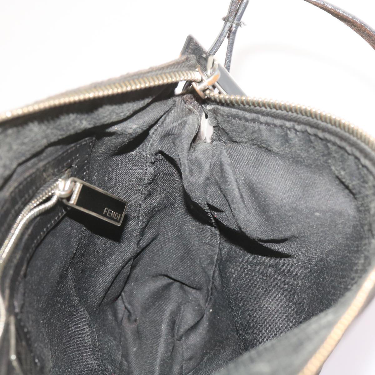 FENDI Zucchino Canvas Hand Bag Blackbs12710