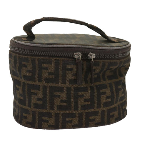 FENDI Zucca Canvas Vanity Hand Bag Brown Blackbs12714