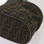 FENDI Zucca Canvas Vanity Hand Bag Brown Blackbs12714