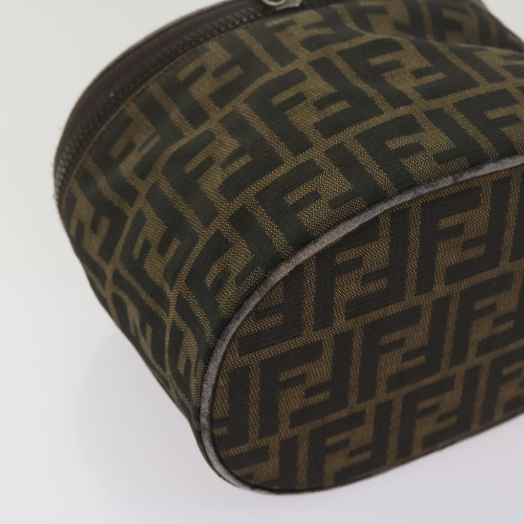 FENDI Zucca Canvas Vanity Hand Bag Brown Blackbs12714