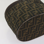 FENDI Zucca Canvas Vanity Hand Bag Brown Blackbs12714