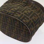 FENDI Zucca Canvas Vanity Hand Bag Brown Blackbs12714