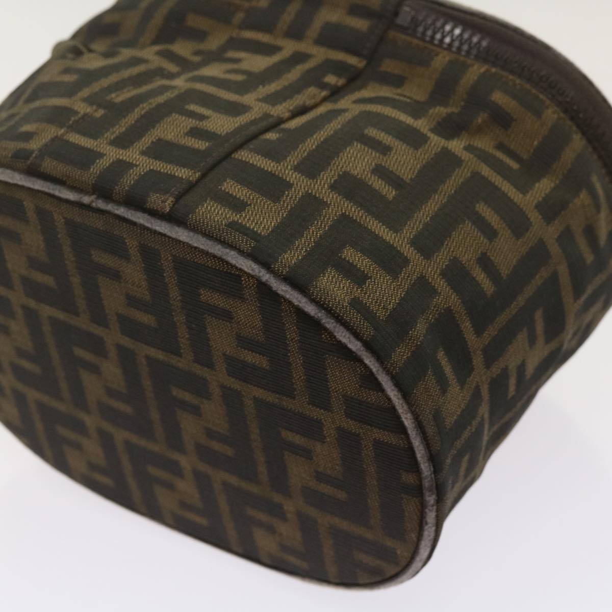 FENDI Zucca Canvas Vanity Hand Bag Brown Blackbs12714