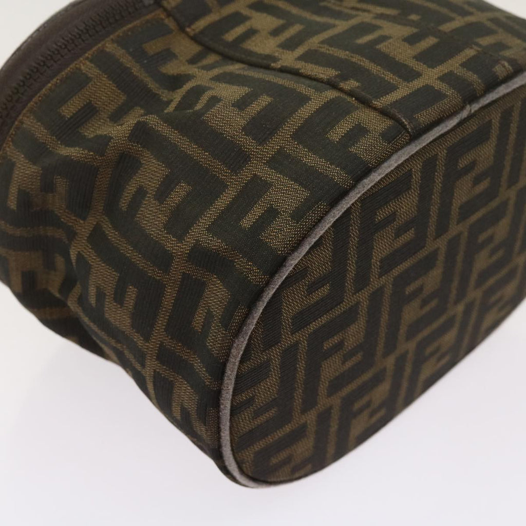 FENDI Zucca Canvas Vanity Hand Bag Brown Blackbs12714