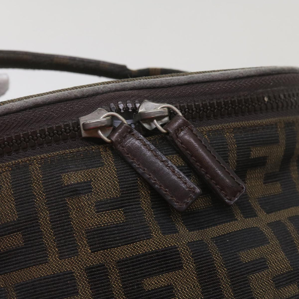 FENDI Zucca Canvas Vanity Hand Bag Brown Blackbs12714