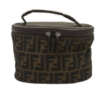 FENDI Zucca Canvas Vanity Hand Bag Brown Blackbs12714