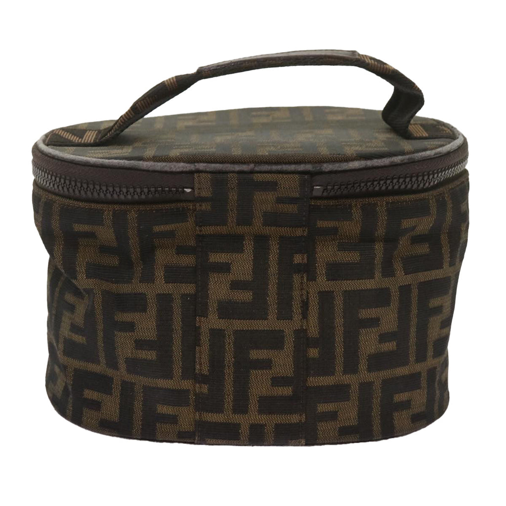 FENDI Zucca Canvas Vanity Hand Bag Brown Blackbs12714