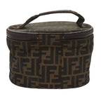 FENDI Zucca Canvas Vanity Hand Bag Brown Blackbs12714