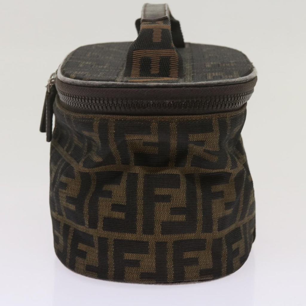 FENDI Zucca Canvas Vanity Hand Bag Brown Blackbs12714