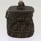 FENDI Zucca Canvas Vanity Hand Bag Brown Blackbs12714