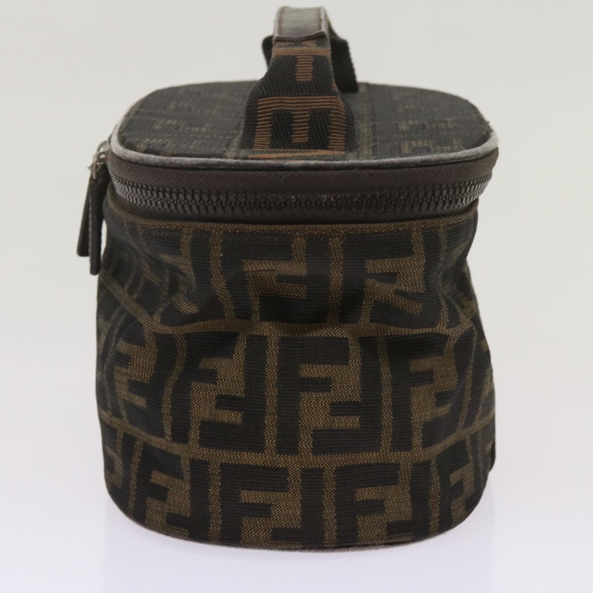 FENDI Zucca Canvas Vanity Hand Bag Brown Blackbs12714