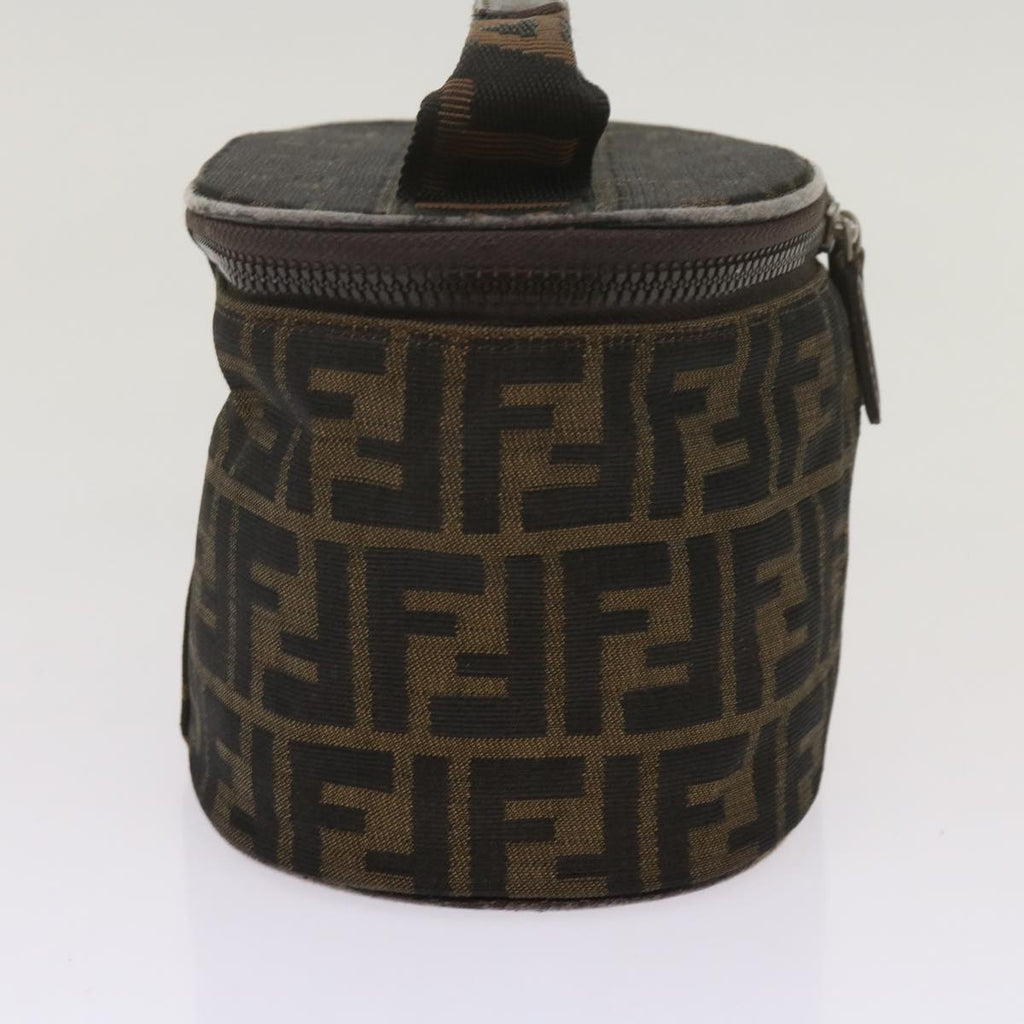 FENDI Zucca Canvas Vanity Hand Bag Brown Blackbs12714