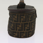 FENDI Zucca Canvas Vanity Hand Bag Brown Blackbs12714