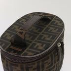 FENDI Zucca Canvas Vanity Hand Bag Brown Blackbs12714