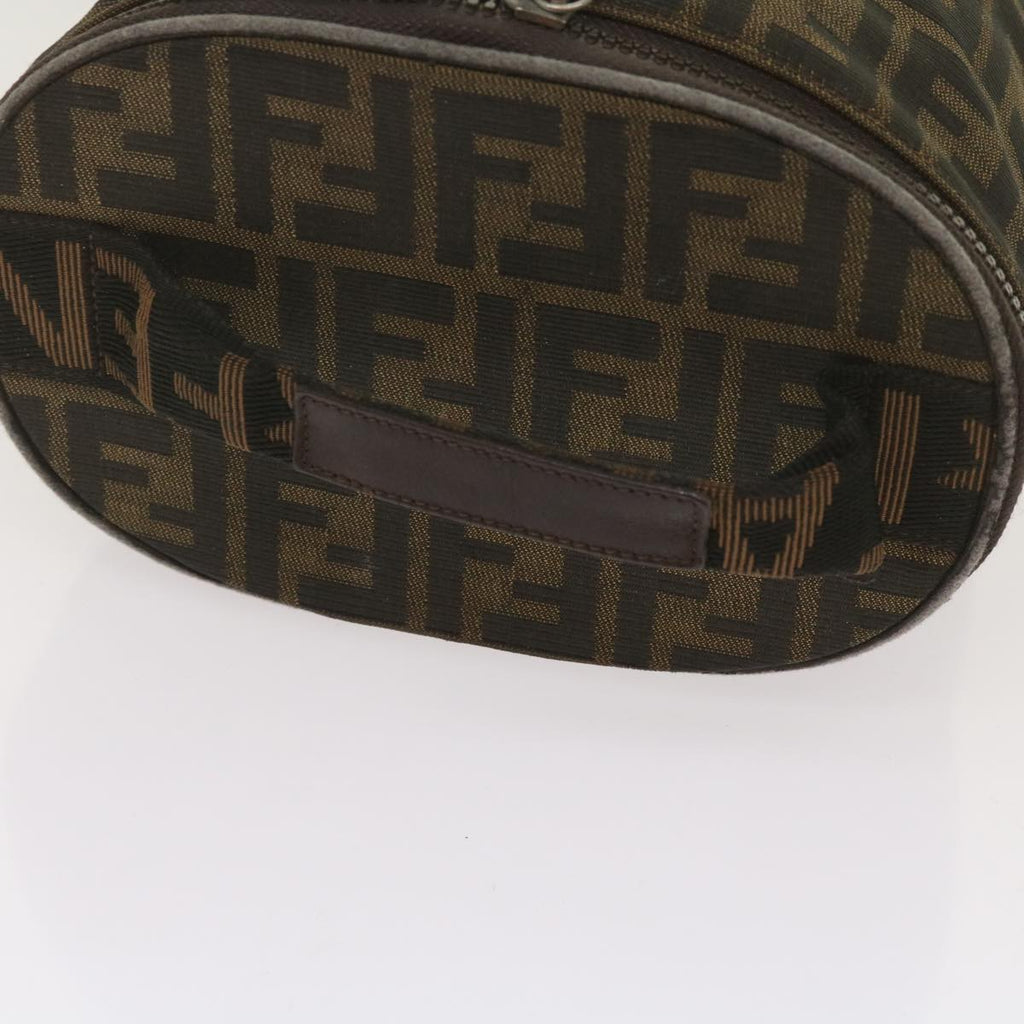 FENDI Zucca Canvas Vanity Hand Bag Brown Blackbs12714