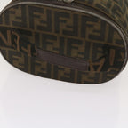 FENDI Zucca Canvas Vanity Hand Bag Brown Blackbs12714