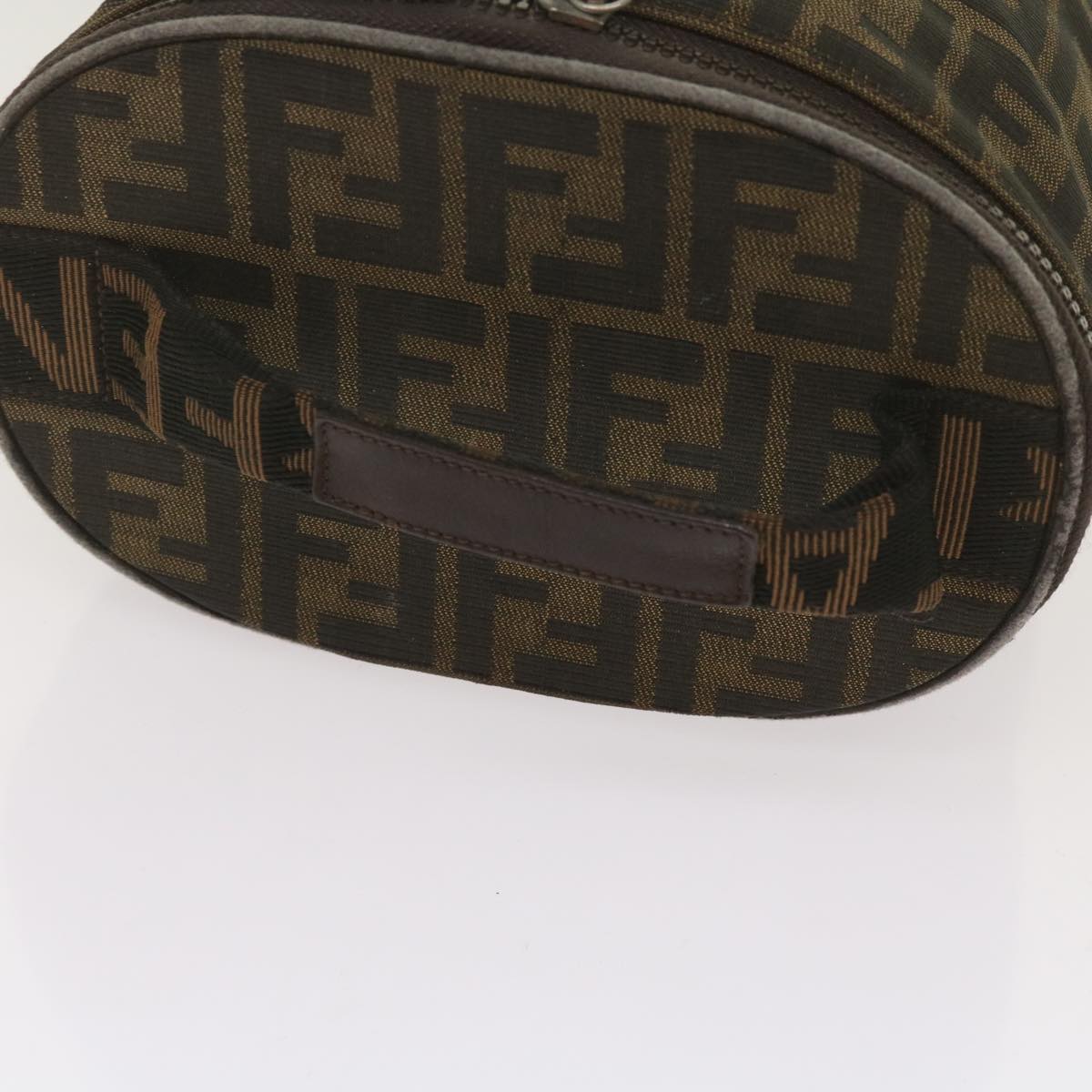 FENDI Zucca Canvas Vanity Hand Bag Brown Blackbs12714