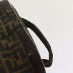 FENDI Zucca Canvas Vanity Hand Bag Brown Blackbs12714