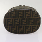 FENDI Zucca Canvas Vanity Hand Bag Brown Blackbs12714