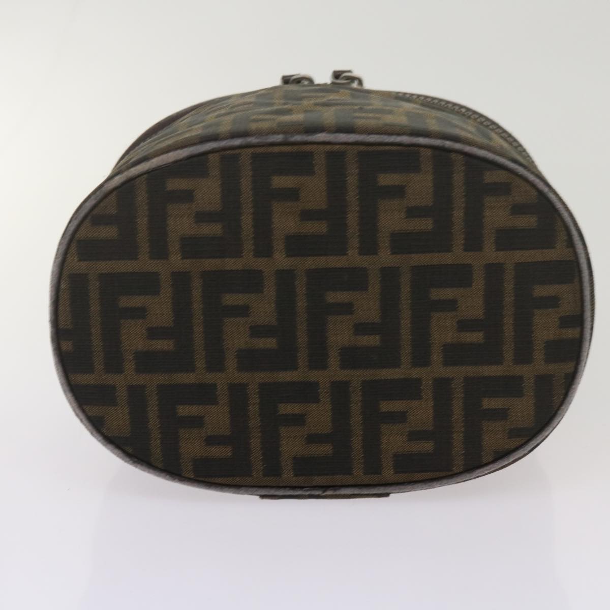 FENDI Zucca Canvas Vanity Hand Bag Brown Blackbs12714
