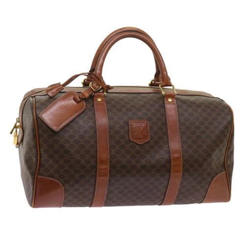 CELINE Macadam Canvas Boston Bag PVC Brown  12753