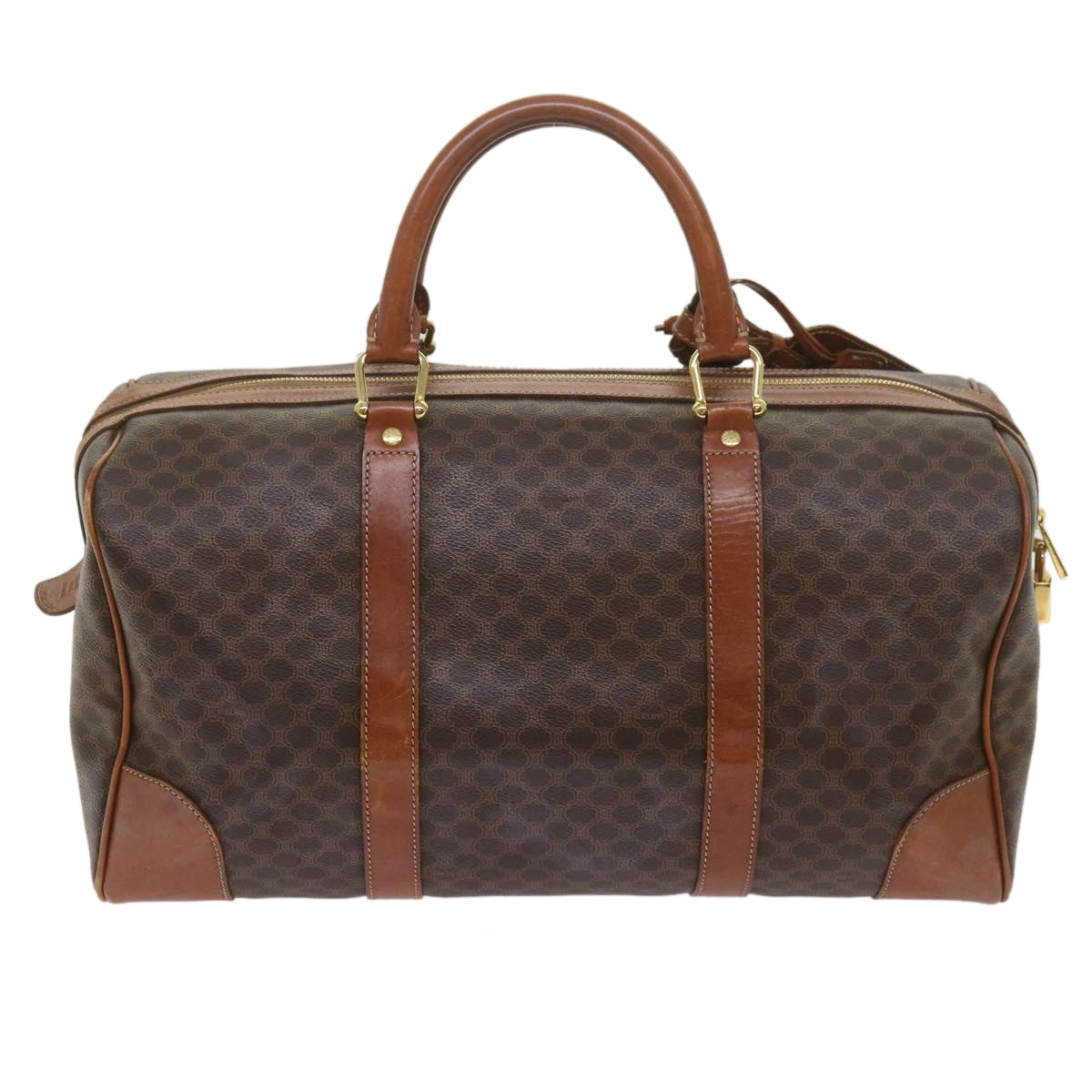 CELINE Macadam Canvas Boston Bag PVC Brown  12753