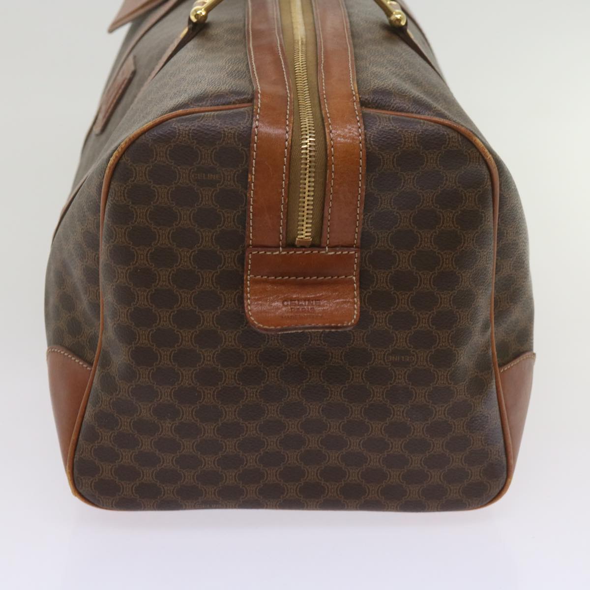 CELINE Macadam Canvas Boston Bag PVC Brown  12753