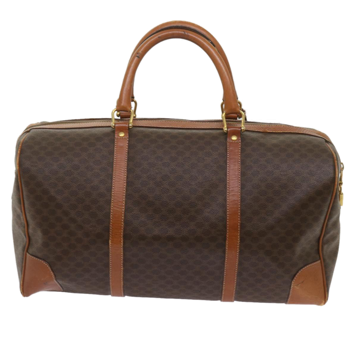 CELINE Macadam Canvas Boston Bag PVC Brown  12754