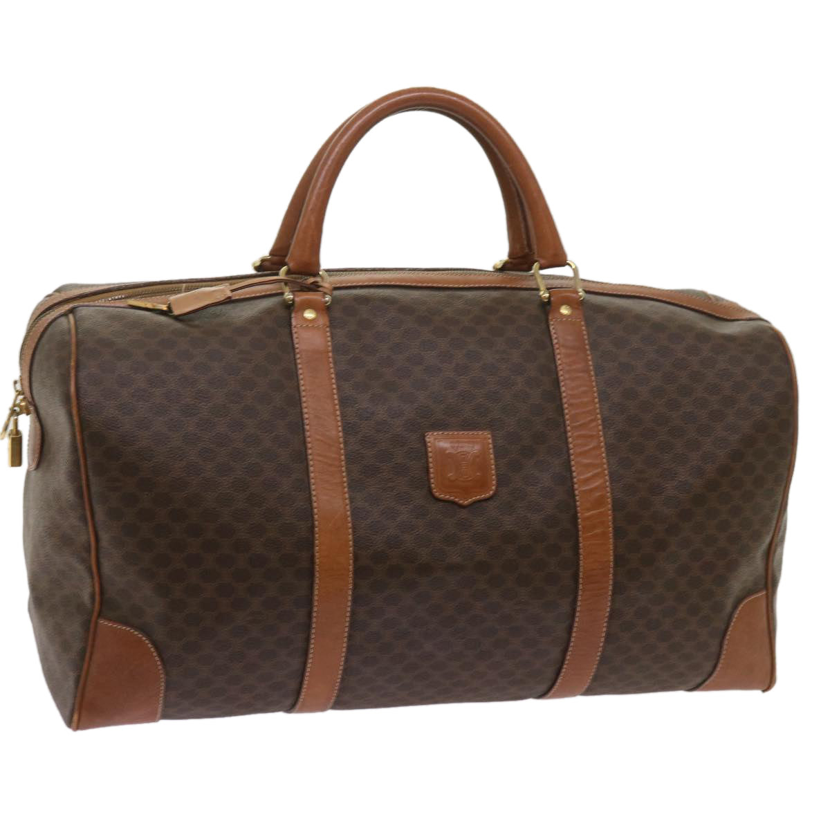 CELINE Macadam Canvas Boston Bag PVC Brown  12755