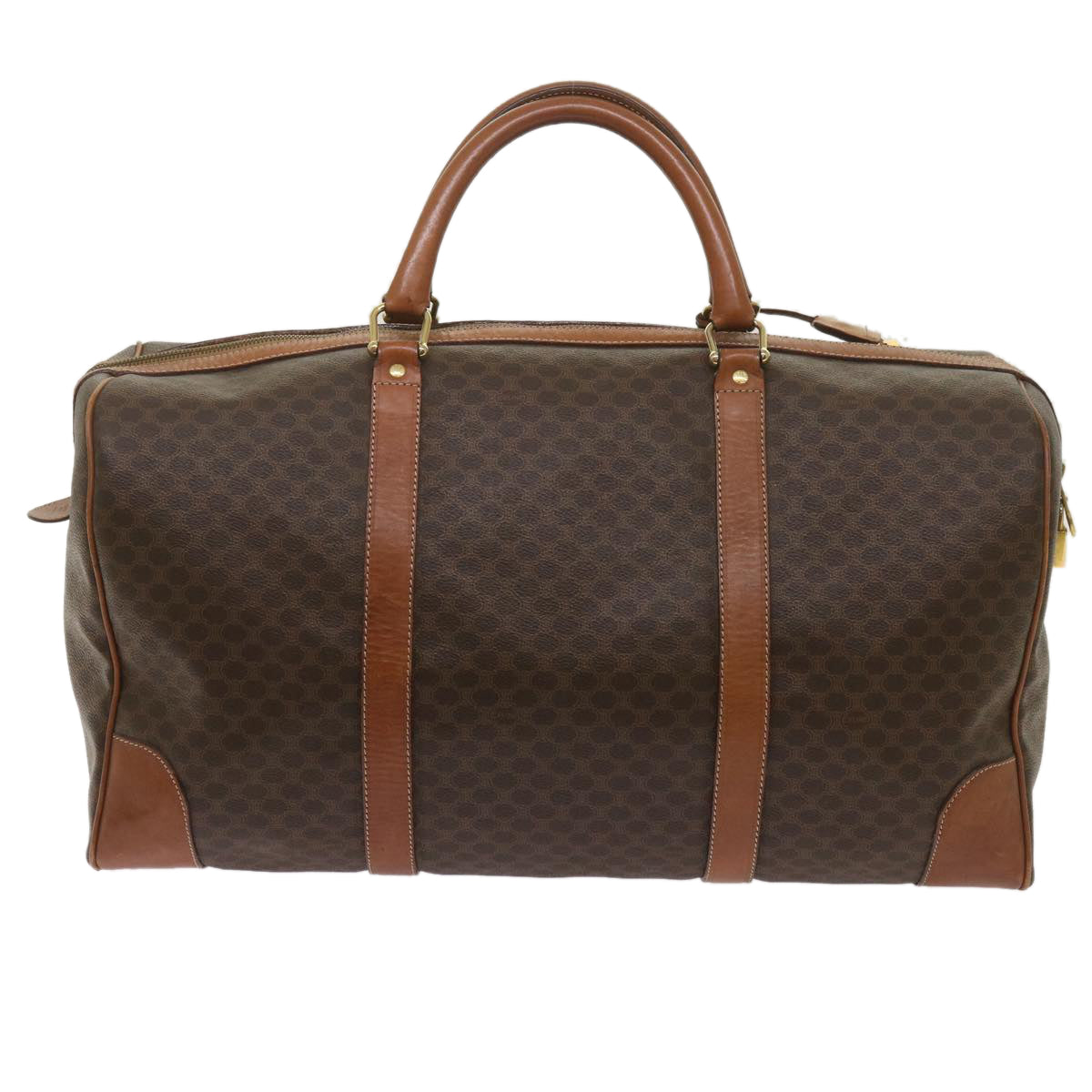 CELINE Macadam Canvas Boston Bag PVC Brown  12755