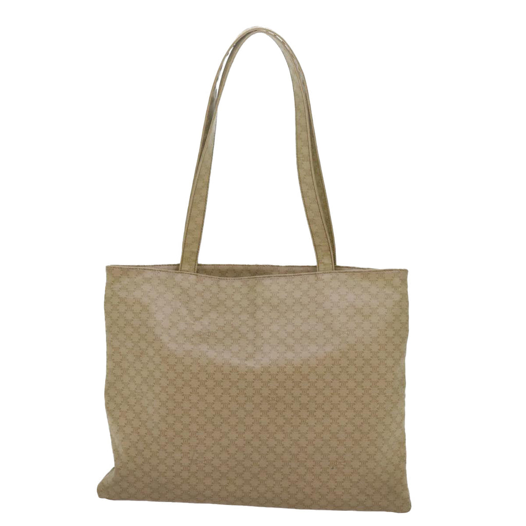 CELINE Macadam Canvas Tote Bag Beige Auth bs12760