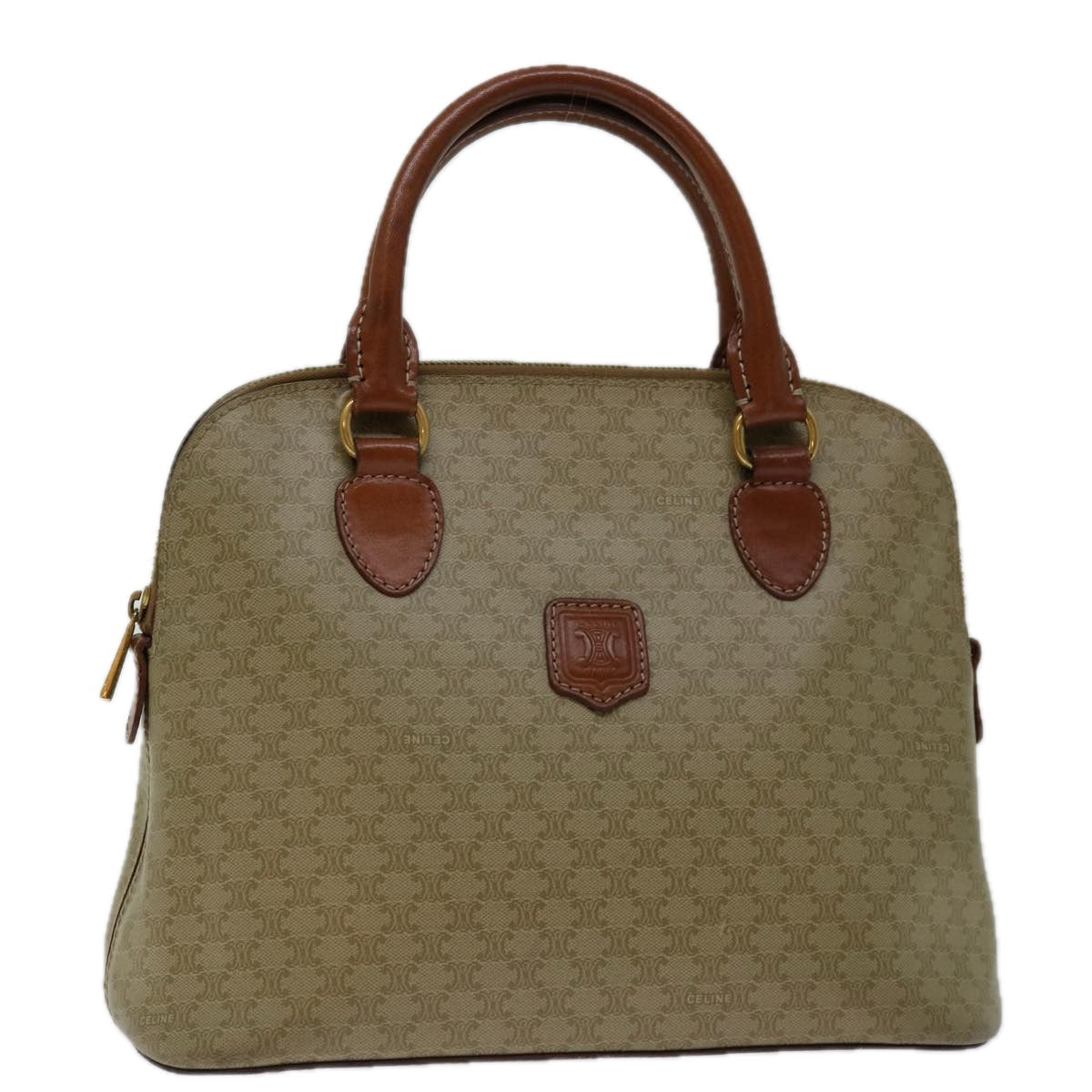CELINE Macadam Canvas Hand Bag Beige Auth bs12761